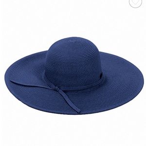 Wide-Brimmed Navy Blue Sun Hat